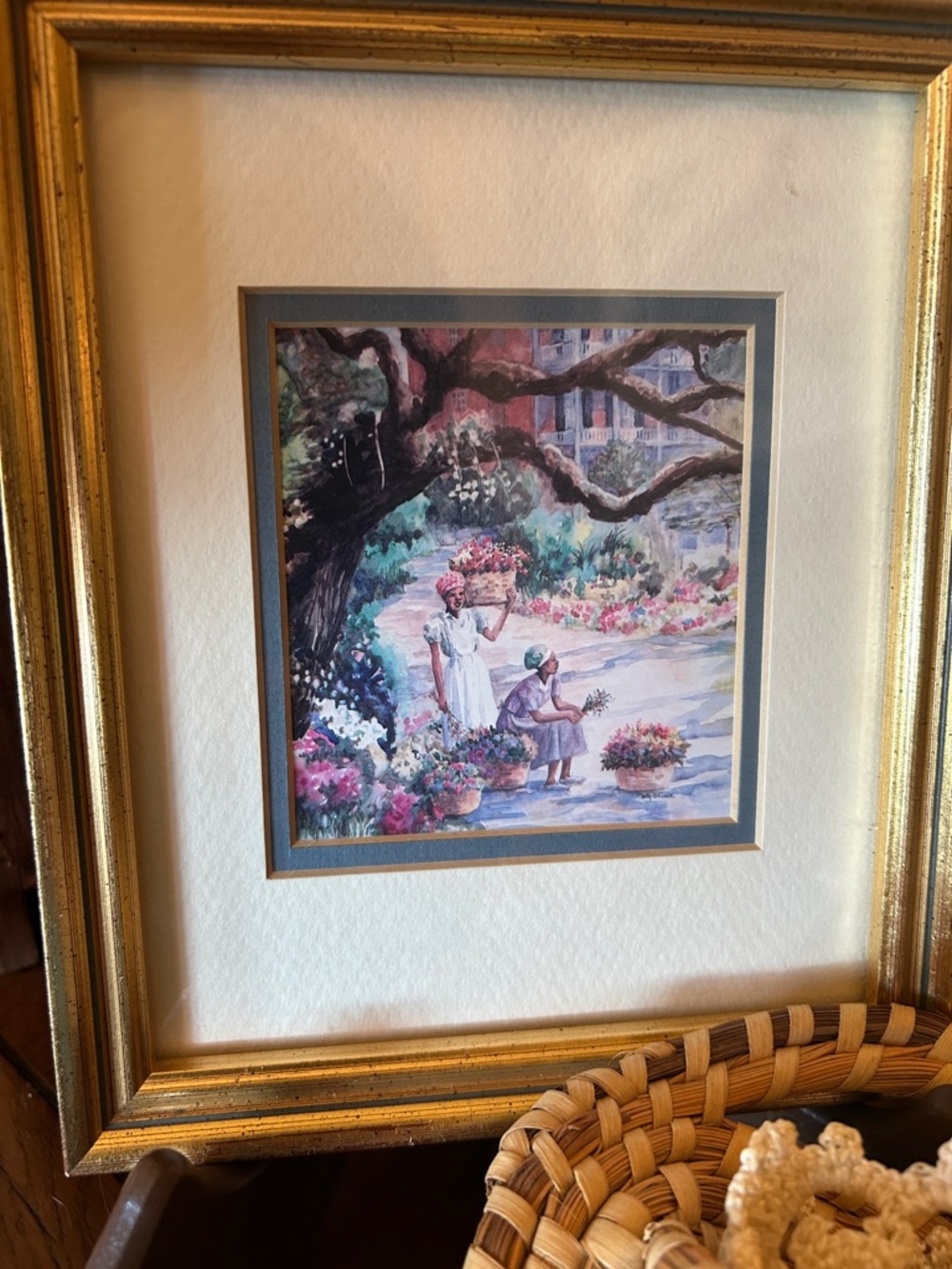 Charleston Sweetgrass Basket and Framed Gullah Print - Picture 2 of 6
